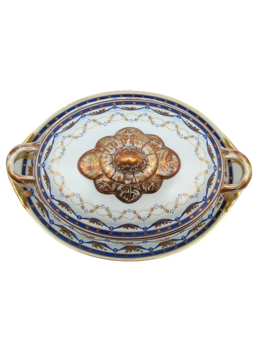 Vista Alegre Fontainebleau Covered Sauce Tureen & Underplate 22K Gold Portugal